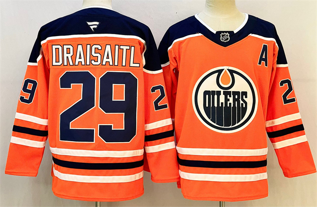 Men's Edmonton Oilers #29 Leon Draisaitl Orange 2025 Stitched Hockey Jersey